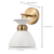 11 in. x 7 in. Wall Sconce Fixture - White Shade - Brass Finish Thumbnail