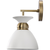 11 in. x 7 in. Wall Sconce Fixture - White Shade - Brass Finish Thumbnail