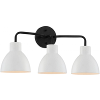 22 in. Vanity Light Fixture - 3-Light - White Shade - Black Finish - Sloan Collection - Uses (3) Incandescent or LED Bulbs - Medium Base - 120 Volt - Nuvo 60-6786