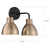 13.75 in. Vanity Light Fixture - 2-Light - Brass Shade - Black Finish Thumbnail