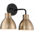 13.75 in. Vanity Light Fixture - 2-Light - Brass Shade - Black Finish Thumbnail