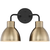 13.75 in. Vanity Light Fixture - 2-Light - Brass Shade - Black Finish Thumbnail