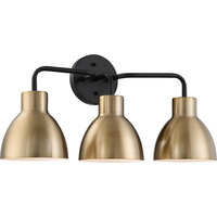 22 in. Vanity Light Fixture - 3-Light - Brass Shade - Black Finish - Sloan Collection - Uses (3) Incandescent or LED Bulbs - Medium Base - 120 Volt - Nuvo 60-6793