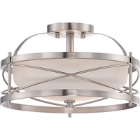 14 in. Semi-Flush Mount Ceiling Light Fixture - Opal Glass - Nickel Finish - Ginger Collection - Uses (2) Incandescent or LED Bulbs - Medium Base - 120 Volt - Nuvo-60-5331