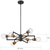 6-Light Sputnik Chandelier Fixture - 24 in. Wide - Clear Glass Globes - Black and Brass Finish Thumbnail