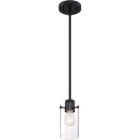 8.25 in. x 4.75 in. Pendant Fixture - Clear Glass - Black Finish - Sommerset Collection - Uses (1) Incandescent or LED Bulb - Medium Base - 3 ft. Adjustable Stem - 120 Volt - Nuvo 60-7270