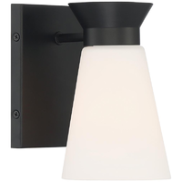 7 in. x 5 in. Wall Sconce Fixture - Frosted Glass - Black Finish - Caleta Collection - Uses (1) Incandescent or LED Bulb - Medium Base - 120 Volt - Nuvo 60-7311