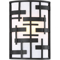 12 in. x 8 in. Wall Sconce Fixture - White Shade - Bronze Finish - Lansing Collection - Uses (2) Incandescent or LED Bulbs - Candelabra Base - 120 Volt - Nuvo 60-6431