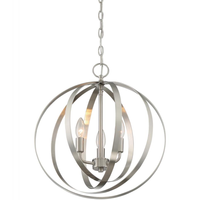 18 in. x 16 in. Pendant Chandelier Fixture - Nickel Finish - Pendleton Collection - Uses (3) Incandescent or LED Bulbs - Candelabra Base - 4 ft. Adjustable Chain - 120 Volt - Nuvo 60-7047