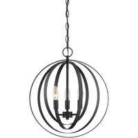 18 in. x 16 in. Pendant Chandelier Fixture - Black Finish - Pendleton Collection - Uses (3) Incandescent or LED Bulbs - Candelabra Base - 4 ft. Adjustable Chain - 120 Volt - Nuvo 60-7067