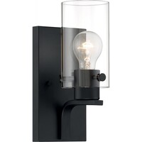 5 in. Vanity Light Fixture - 1-Light - Clear Glass - Black Finish - Sommerset Collection - Uses (1) Incandescent or LED Bulb - Medium Base - 120 Volt - Nuvo 60-7271