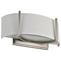 7 in. x 16 in. Wall Sconce Fixture - White  Fabric Shade - Nickel Finish - Gemini Collection - Uses (2) Incandescent or LED Bulbs - Medium Base - 120 Volt - Nuvo 60-4754