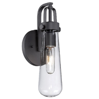 14 in. x 3.5 in. Wall Sconce Fixture - Clear Glass - Bronze Finish - Beaker Collection - 80 Lumens - 20 Watt - 2700 Kelvin - Comes with (1) Incandescent Bulb - Medium Base - 120 Volt - Nuvo 60-5361