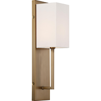 18 in. x 4.5 in. Wall Sconce Fixture - White Shade - Brass Finish - Vesey Collection - Uses (1) Incandescent or LED Bulb - Candelabra Base - 120 Volt - Nuvo 60-6692