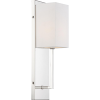 18 in. x 4.5 in. Wall Sconce Fixture - White Shade - Nickel Finish - Vesey Collection - Uses (1) Incandescent or LED Bulb - Candelabra Base - 120 Volt - Nuvo 60-6693