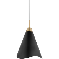 16 in. x 8 in. Pendant Fixture - Black Shade - Brass Finish - Tango Collection - Uses (1) Incandescent or LED Bulb - Medium Base - 12 ft. Adjustable Cord - 120 Volt - Nuvo 60-7470