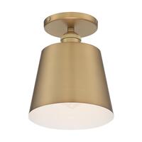 7 in. LED Semi-Flush Mount Ceiling Light Fixture - Brass Shade - Brass Finish - Motif Collection - Uses (1) Incandescent or LED Bulb - Medium Base - 120 Volt - Nuvo 60-7321