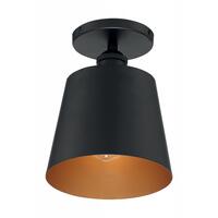 7 in. Semi-Flush Mount Ceiling Light Fixture - Black Shade - Black Finish - Motif Collection - Uses (1) Incandescent or LED Bulb - Medium Base - 120 Volt - Nuvo 60-7331