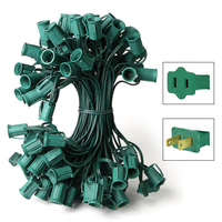 50 ft. - C9 Christmas String Lights - 50 Sockets - 12 in. Spacing - Green Wire - SPT-1 - 18 Gauge Copper - Male to Female - Commercial Duty - Indoor/Outdoor - Christmas Lite Co. 10319