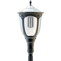 Solar Post Top Light - Motion Sensor - Dusk-to-Dawn - 2000 Lumens - Black Finish - 4000 Kelvin - 20 Watt - 360 Deg. Beam Angle - Light Efficient Design SL-SPT-20W-40K-SF-G2