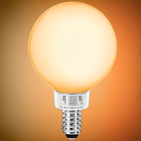 500 Lumens - 5 Watt - 3 in. Dia. - LED G16.5 Globe Filament Bulb - Warm Dimming 3000 to 1800 Kelvin - Opal Finish - 60 Watt Equal - Candelabra Base - 90 CRI - 120 Volt - PLT-13539