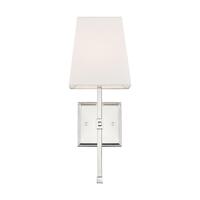 6 in. Vanity Light Fixture - 1-Light - White Fabric Shade - Nickel Finish - Highline Collection - Uses (1) Incandescent or LED Bulb - Candelabra Base - 120 Volt - Nuvo 60-6708