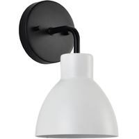 6 in. Vanity Light Fixture - 1-Light - White Shade - Black Finish - Sloan Collection - Uses (1) Incandescent or LED Bulb - Medium Base - 120 Volt - Nuvo 60-6784