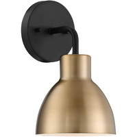 6 in. Vanity Light Fixture - 1-Light - Brass Shade - Black Finish - Sloan Collection - Uses (1) Incandescent or LED Bulb - Medium Base - 120 Volt - Nuvo 60-6791