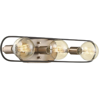 24 in. Vanity Light Fixture - 3-Light - Black and Brass Finish - Chassis Collection - Uses (3) Incandescent or LED Bulbs - Medium Base - 120 Volt - Nuvo 60-6653