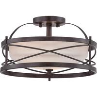 14 in. LED Semi-Flush Mount Ceiling Light Fixture - Opal Glass - Bronze Finish - Ginger Collection - Uses (2) Incandescent or LED Bulbs - Medium Base - 120 Volt - Nuvo-60-5335