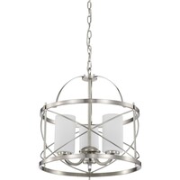 17 in. x 16 in. Pendant Fixture - Opal Glass Shade - Nickel Finish - Ginger Collection - Uses (3) Incandescent or LED Bulbs - Medium Base - 4 ft. Adjustable Chain - 120 Volt - Nuvo-60-5333