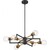 6-Light Sputnik Chandelier Fixture - 24 in. Wide - Clear Glass Globes - Black and Brass Finish Thumbnail