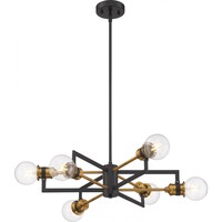 6-Light Chandelier - 24 in. Wide - Black and Brass Finish - Intention Collection - Uses (6) 60-Watt Max Incandescent or LED Bulbs - Medium Base -Nuvo 60-6976
