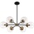6-Light Sputnik Chandelier Fixture - 30 in. Wide - Clear Glass Globes - Black and Brass Finish Thumbnail