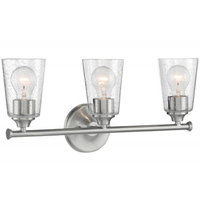 20 in. Vanity Light Fixture - 3-Light - Seeded Glass - Nickel Finish - Bransel Collection - Uses (3) Incandescent or LED Bulbs - Medium Base - 120 Volt - Nuvo 60-7183