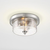 13 in. Flush Mount Ceiling Light Fixture - Clear Seeded Glass - Nickel Finish Thumbnail
