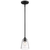 7 in. x 5 in. Pendant Fixture - Clear Seeded Glass - Black Finish Thumbnail