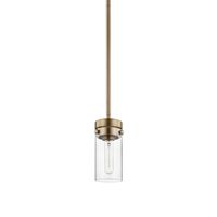 3.5 in. x 8.5 in. Pendant Fixture - Clear Glass - Brass Finish - Intersection Collection - Uses (1) Incandescent or LED Bulb - Medium Base - 3 ft. Adjustable Threaded Rod - 120 Volt - Nuvo 60-7529