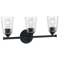 20 in. Vanity Light Fixture - 3-Light - Seeded Glass - Black Finish - Bransel Collection - Uses (3) Incandescent or LED Bulbs - Medium Base - 120 Volt - Nuvo 60-7283