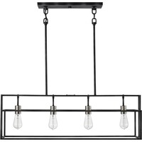 11 in. x 36 in. Island Pendant Fixture - Black Finish - Lake Collection - 960 Lumens - 240 Watt - 2700 Kelvin - Comes with (4) Incandescent Bulbs - Medium Base - 3 ft. Adjustable Threaded Rod - 120 Volt - Nuvo 60-5859