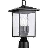 15 in. x 7.5 in. Post Top Fixture - Clear Glass - Black Finish - Jamesport Collection - Uses (3) Incandescent or LED Bulbs - Candelabra Base - 120 Volt - Nuvo 60-5932
