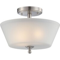 13 in. Semi-Flush Mount Ceiling Light Fixture - Frosted Glass - Nickel Finish - Surrey Collection - Uses (3) Incandescent or LED Bulbs - Medium Base - 120 Volt - Nuvo 60-4151