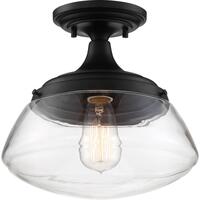 10 in. Semi-Flush Mount Ceiling Light Fixture - Clear Glass - Bronze Finish - Kew Collection - Uses (1) Incandescent or LED Bulb - Medium Base - 120 Volt - Nuvo 60-6799