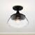 10 in. Semi-Flush Mount Ceiling Light Fixture - Clear Glass - Bronze Finish Thumbnail