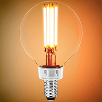 500 Lumens - 5 Watt - 2 in. Dia. - LED G16.5 Globe Filament Bulb - Warm Dimming 3000 to 1800 Kelvin - Clear - 60 Watt Equal - Candelabra Base - 90 CRI - 120 Volt - PLT-13545