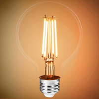 800 Lumens - 8.5 Watt - 3 in. Dia. - LED G25 Globe Filament Bulb - Warm Dimming 3000 to 1800 Kelvin - Clear - 60 Watt Equal - Medium Base - 90 CRI - 120 Volt - PLT-13546